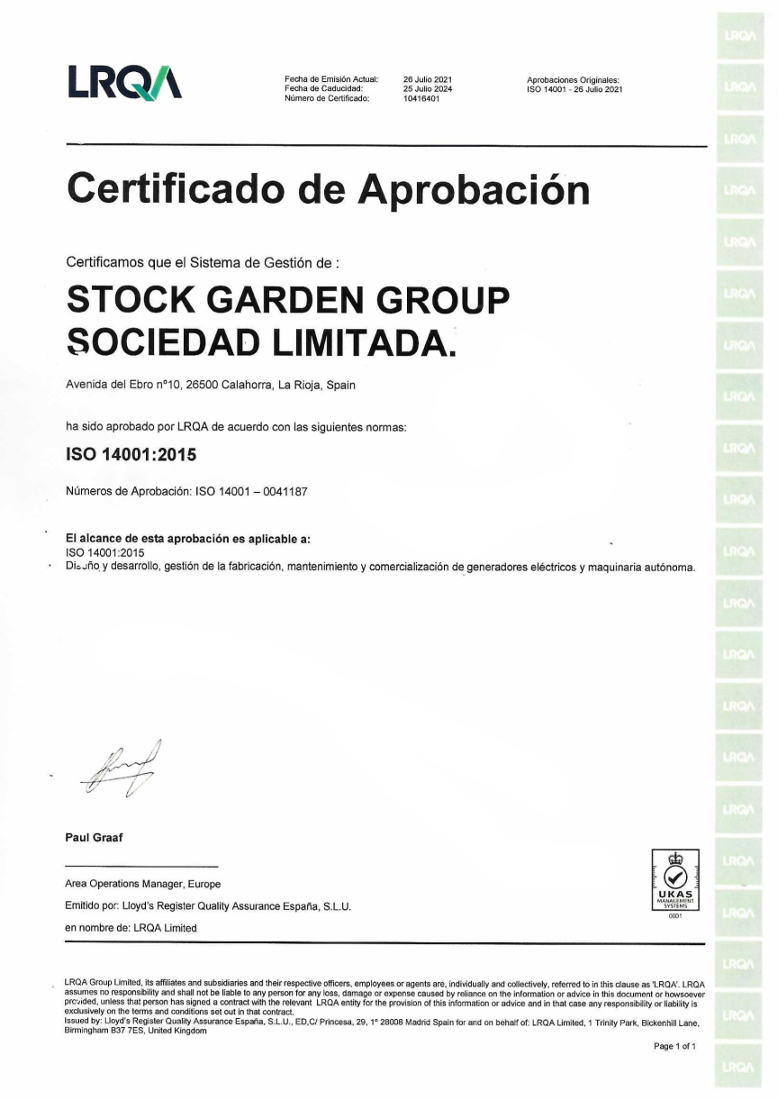 ISO 14001 Stock Garden Group