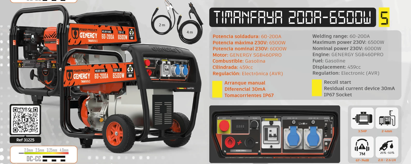 MOTOSOLDADORA TIMANFAYA-S-200A-6500W-