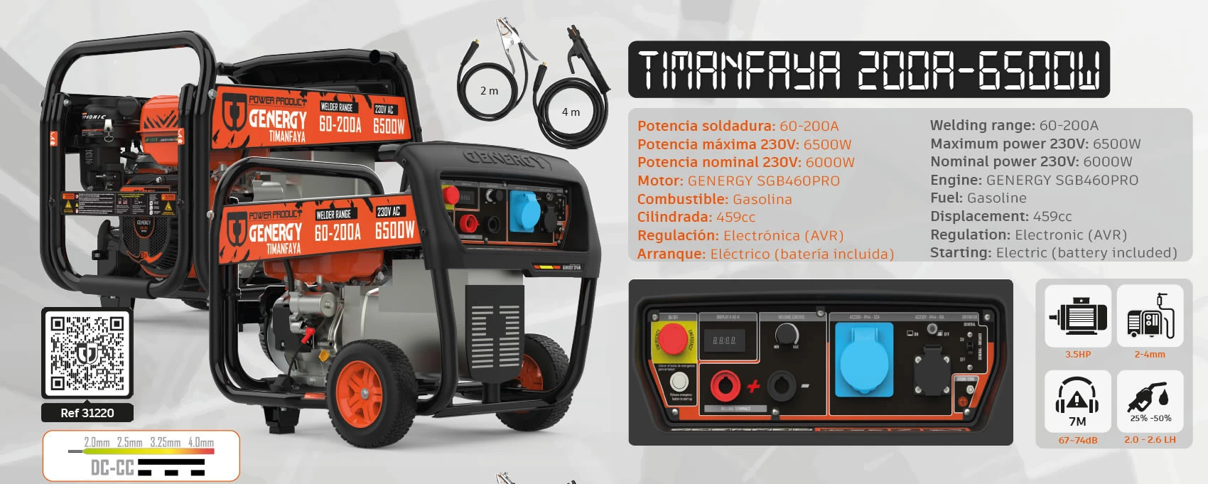 MOTOSOLDADORA TIMANFAYA-200A-6500W