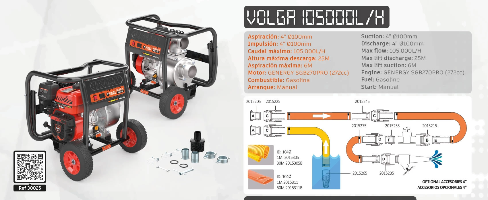 MOTOBOMBA 105.000 L/H VOLGA 25 Mts