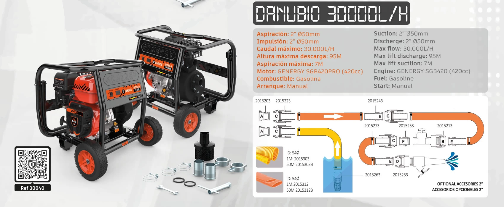 MOTOBOMBA 30.000 L/H DANUBIO 95 Mts