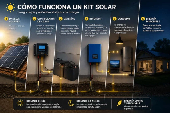 Cómo funciona un kit solar: guía clara paso a paso